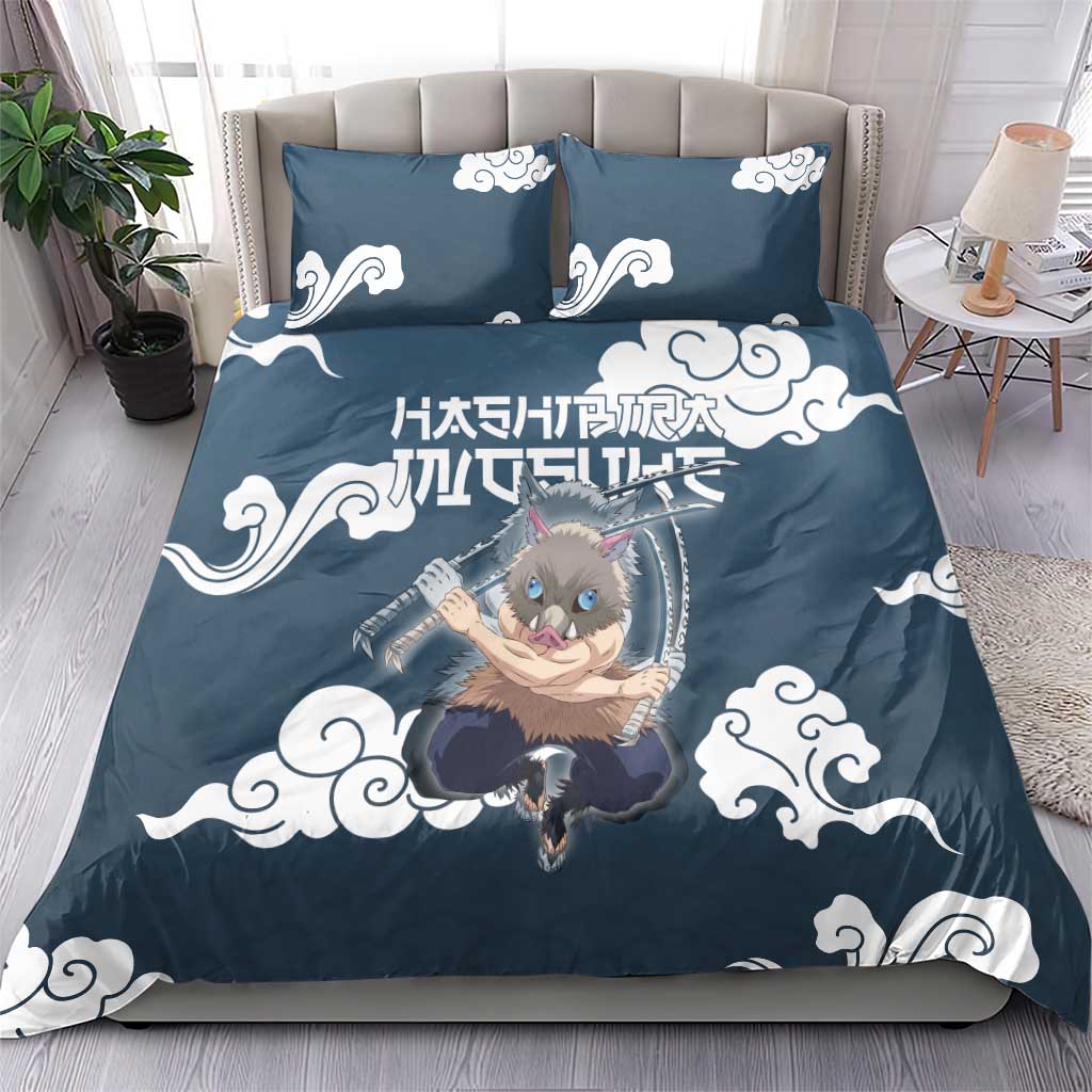 Hashibira Inosuke Demon Slayer Bedding Set Whirlwind Anime Cloud Pattern Style
