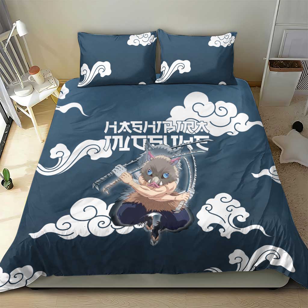 Hashibira Inosuke Demon Slayer Bedding Set Whirlwind Anime Cloud Pattern Style