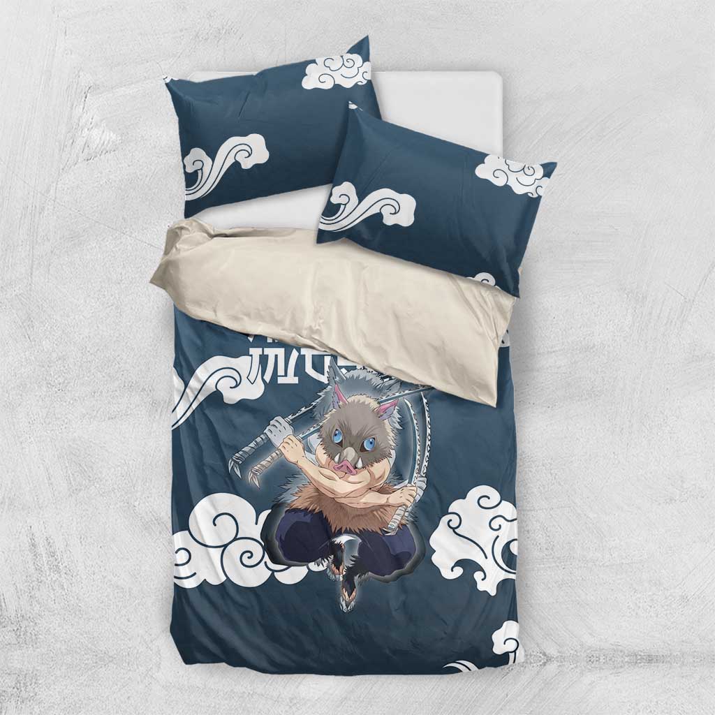 Hashibira Inosuke Demon Slayer Bedding Set Whirlwind Anime Cloud Pattern Style