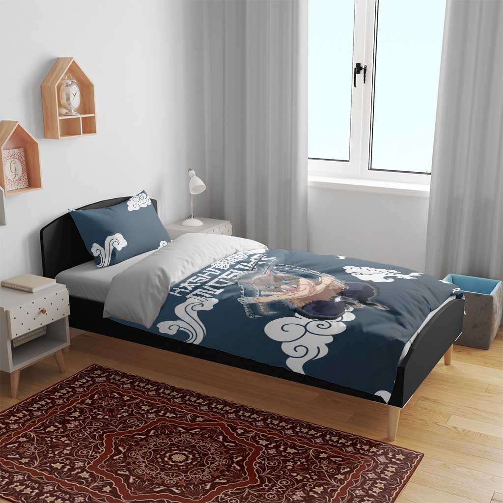 Hashibira Inosuke Demon Slayer Bedding Set Whirlwind Anime Cloud Pattern Style