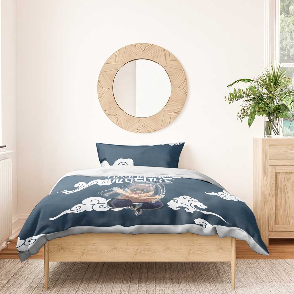 Hashibira Inosuke Demon Slayer Bedding Set Whirlwind Anime Cloud Pattern Style