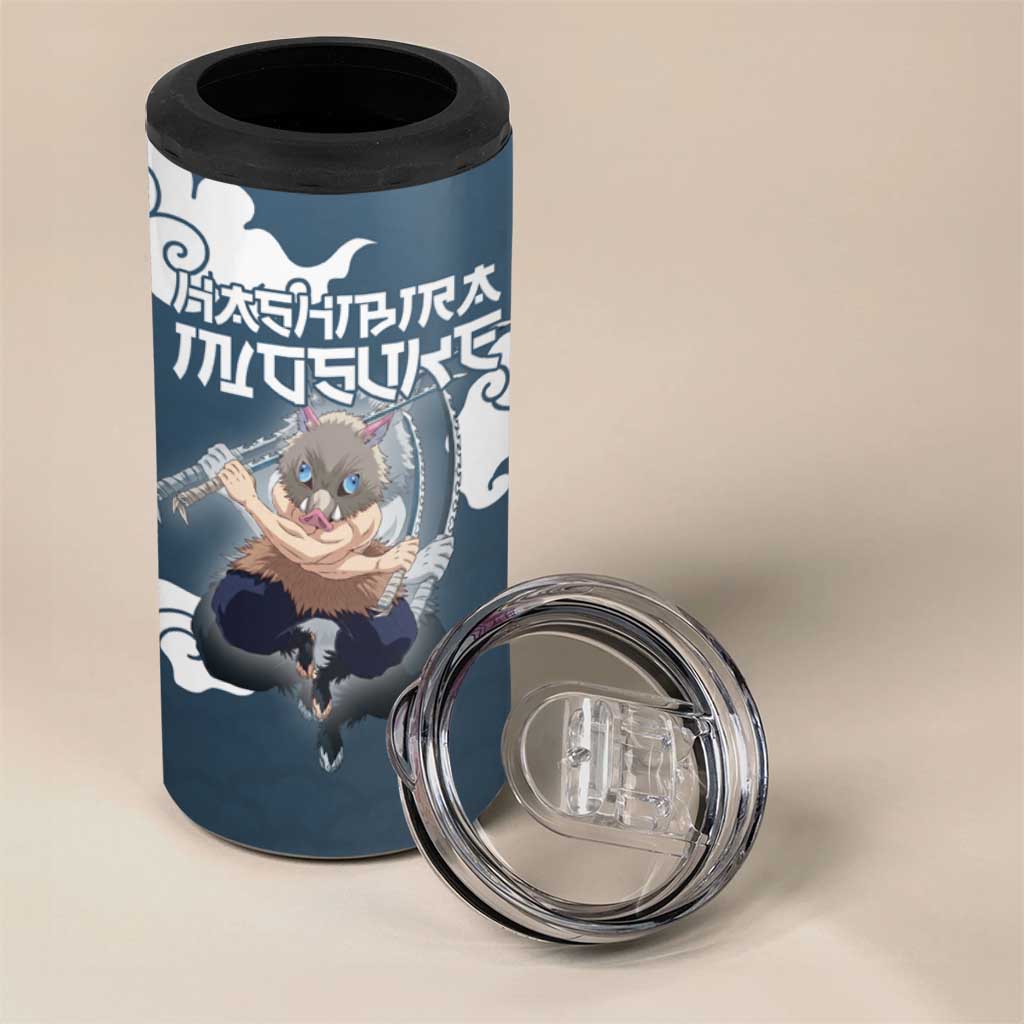 Hashibira Inosuke Demon Slayer 4 in 1 Can Cooler Tumbler Whirlwind Anime Cloud Pattern Style
