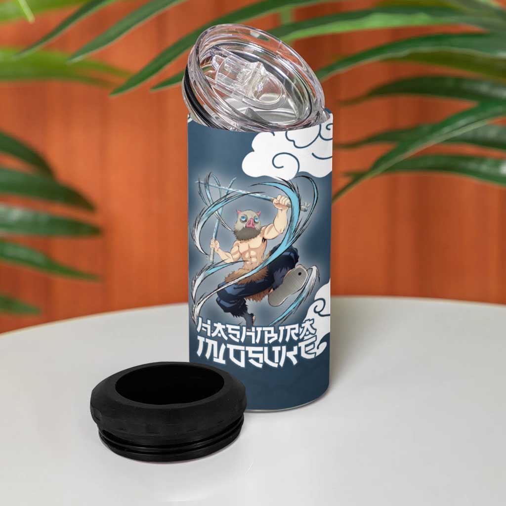 Hashibira Inosuke Demon Slayer 4 in 1 Can Cooler Tumbler Whirlwind Anime Cloud Pattern Style