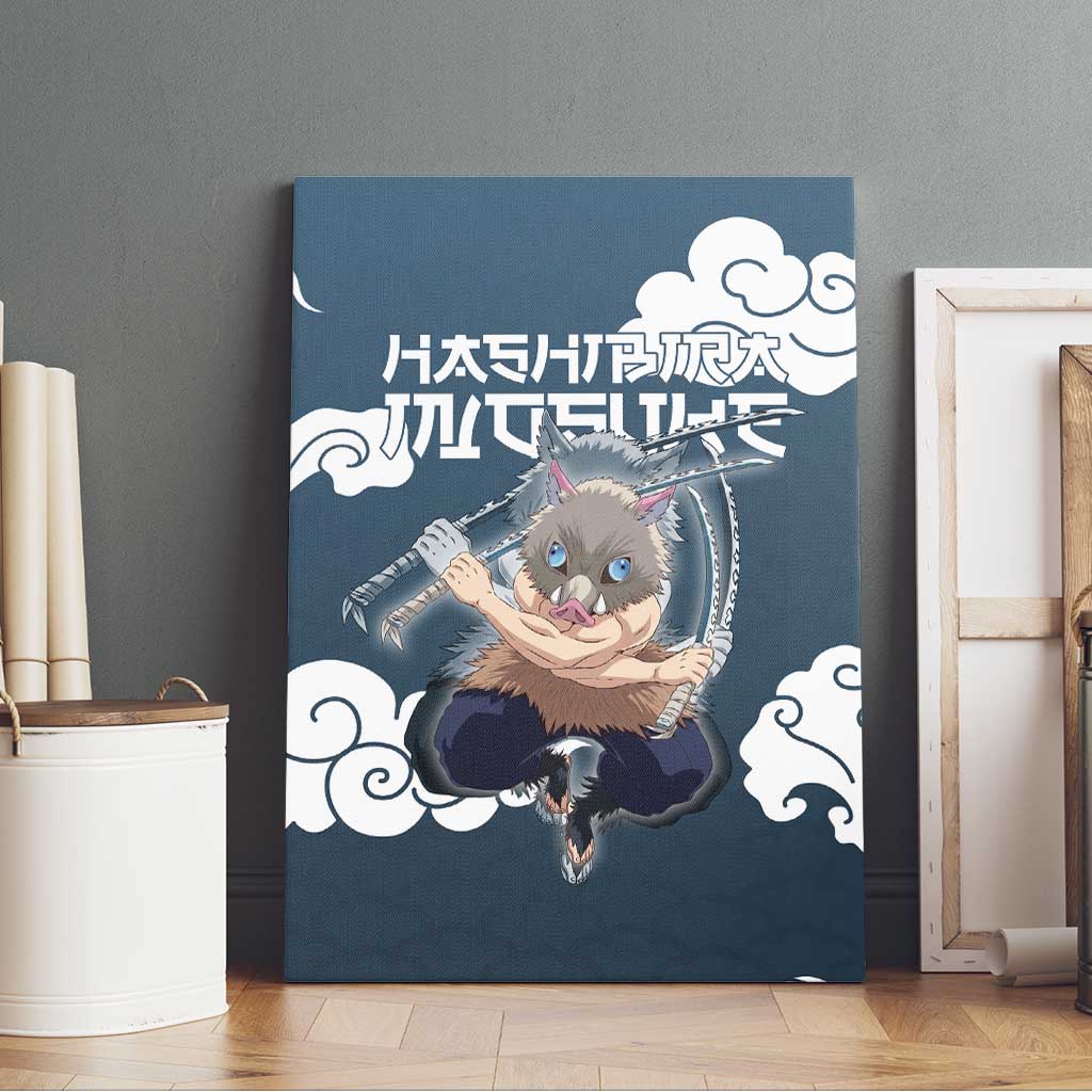 Hashibira Inosuke Demon Slayer Canvas Wall Art Whirlwind Anime Cloud Pattern Style