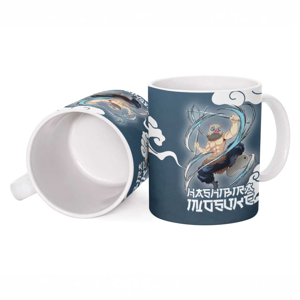 Hashibira Inosuke Demon Slayer Ceramic Mug Whirlwind Anime Cloud Pattern Style