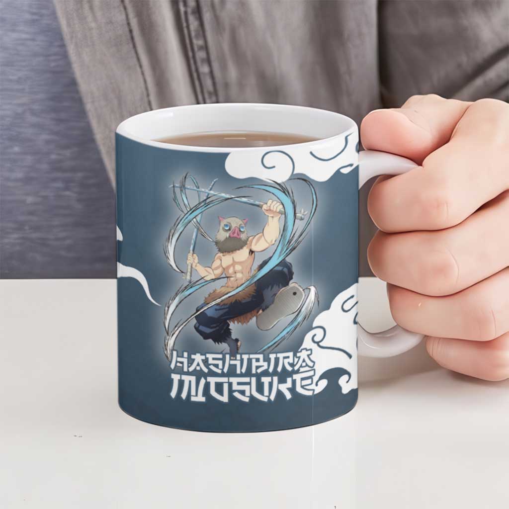 Hashibira Inosuke Demon Slayer Ceramic Mug Whirlwind Anime Cloud Pattern Style