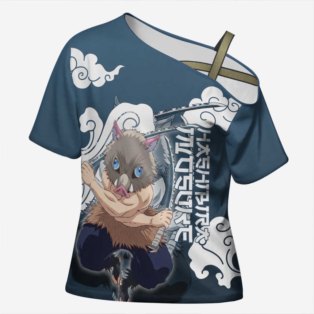 Hashibira Inosuke Demon Slayer Cross Shoulder Shirt Whirlwind Anime Cloud Pattern Style