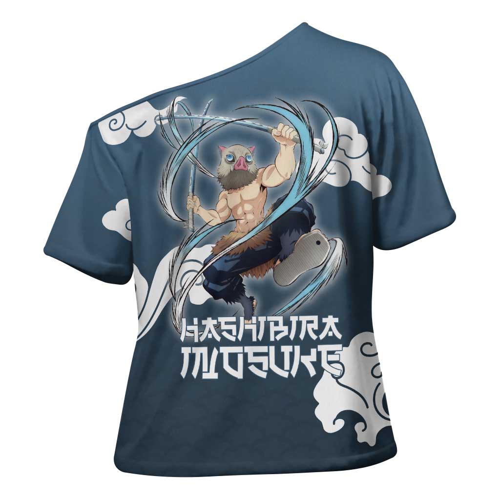 Hashibira Inosuke Demon Slayer Cross Shoulder Shirt Whirlwind Anime Cloud Pattern Style