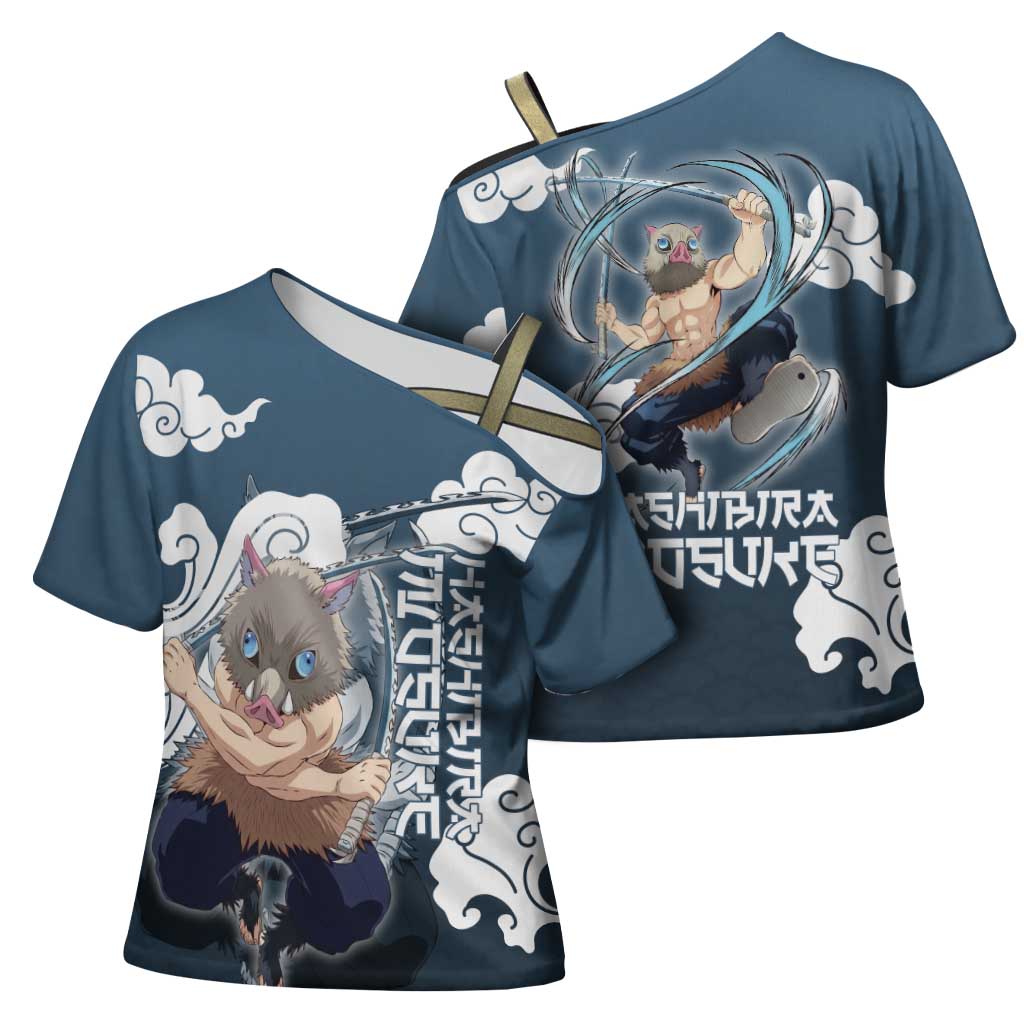 Hashibira Inosuke Demon Slayer Cross Shoulder Shirt Whirlwind Anime Cloud Pattern Style