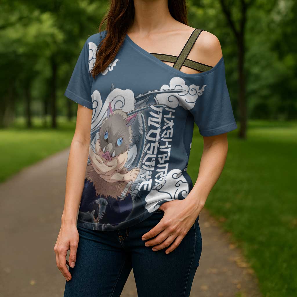 Hashibira Inosuke Demon Slayer Cross Shoulder Shirt Whirlwind Anime Cloud Pattern Style