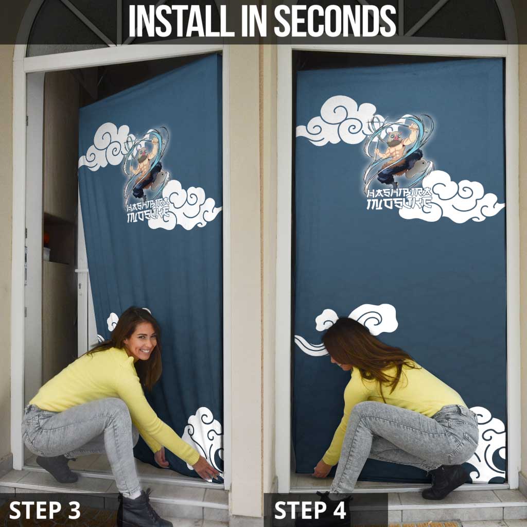 Hashibira Inosuke Demon Slayer Door Cover Whirlwind Anime Cloud Pattern Style