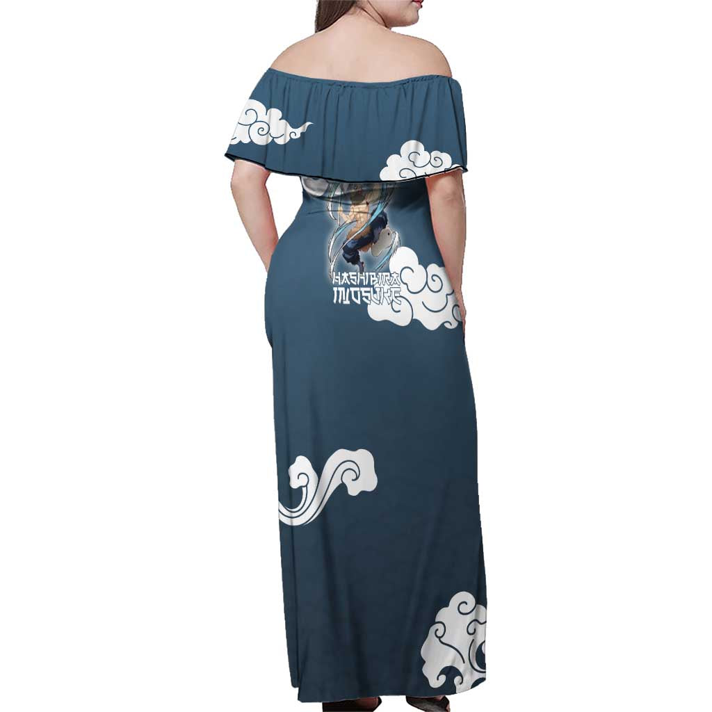 Hashibira Inosuke Demon Slayer Family Matching Off Shoulder Maxi Dress and Hawaiian Shirt Whirlwind Anime Cloud Pattern Style