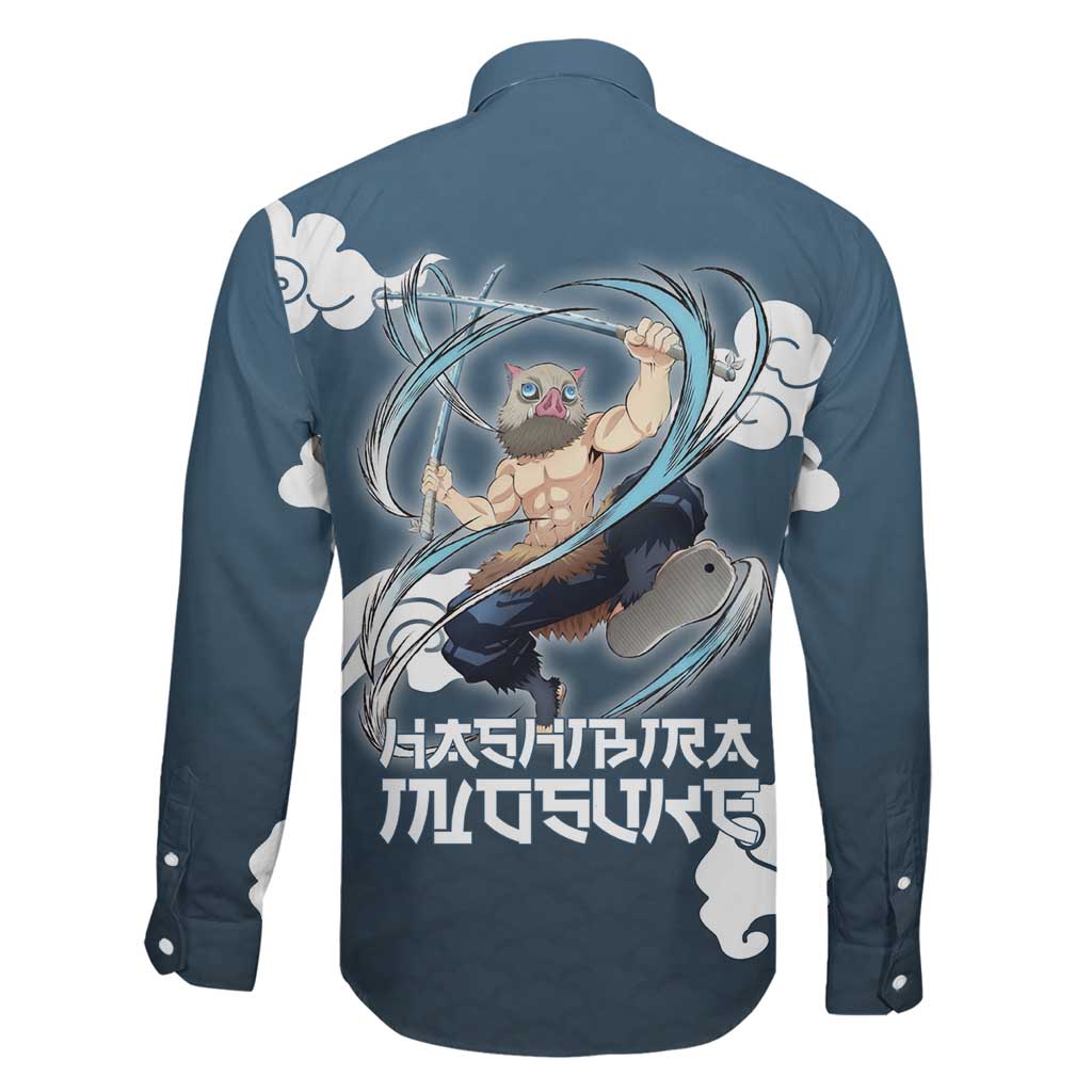 Hashibira Inosuke Demon Slayer Family Matching Summer Maxi Dress and Hawaiian Shirt Whirlwind Anime Cloud Pattern Style