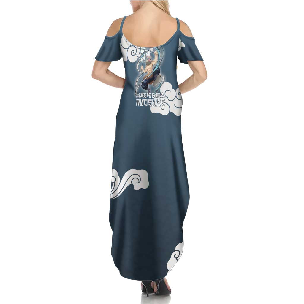 Hashibira Inosuke Demon Slayer Family Matching Summer Maxi Dress and Hawaiian Shirt Whirlwind Anime Cloud Pattern Style