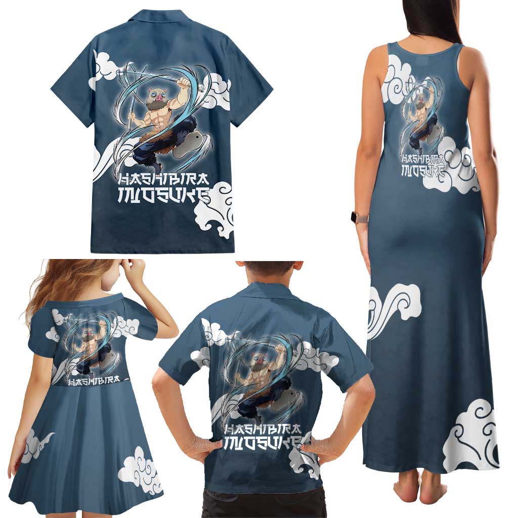 Hashibira Inosuke Demon Slayer Family Matching Tank Maxi Dress and Hawaiian Shirt Whirlwind Anime Cloud Pattern Style