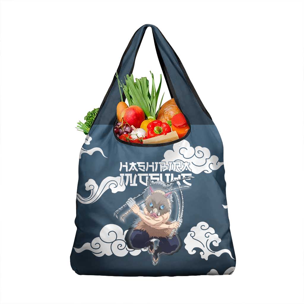 Hashibira Inosuke Demon Slayer Grocery Bag Whirlwind Anime Cloud Pattern Style