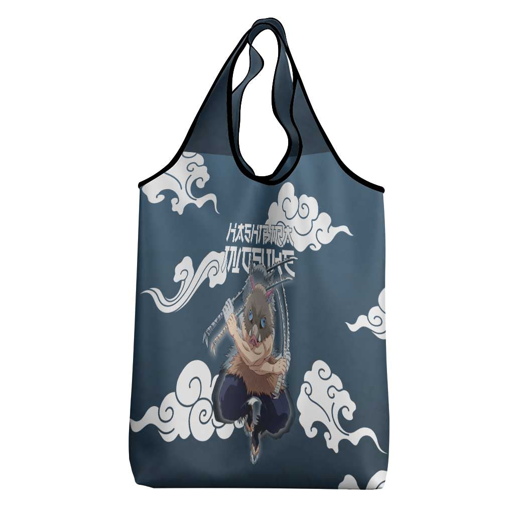 Hashibira Inosuke Demon Slayer Grocery Bag Whirlwind Anime Cloud Pattern Style