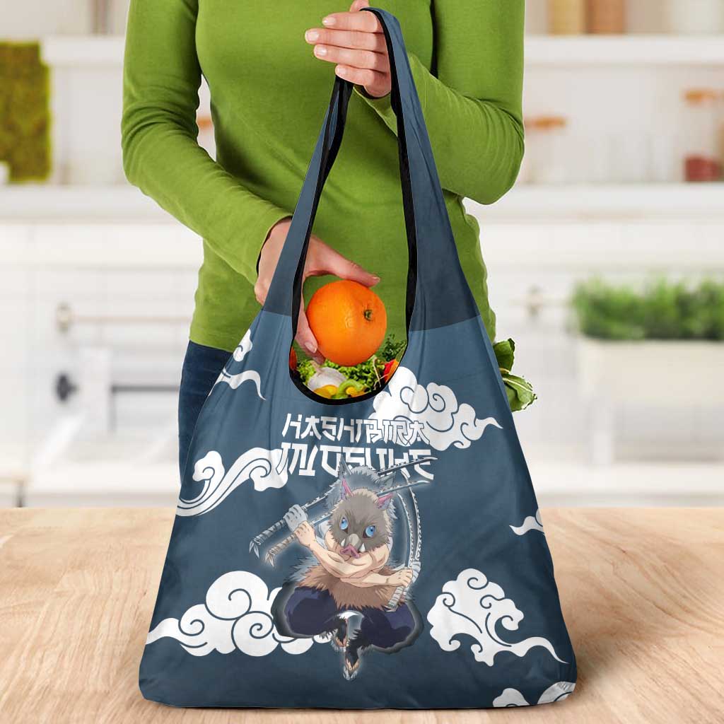 Hashibira Inosuke Demon Slayer Grocery Bag Whirlwind Anime Cloud Pattern Style