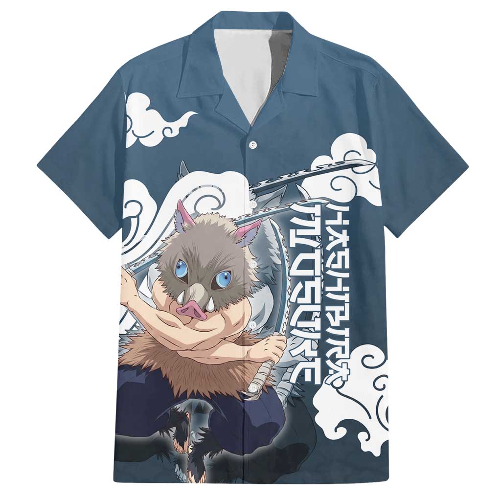 Hashibira Inosuke Demon Slayer Hawaiian Shirt Whirlwind Anime Cloud Pattern Style