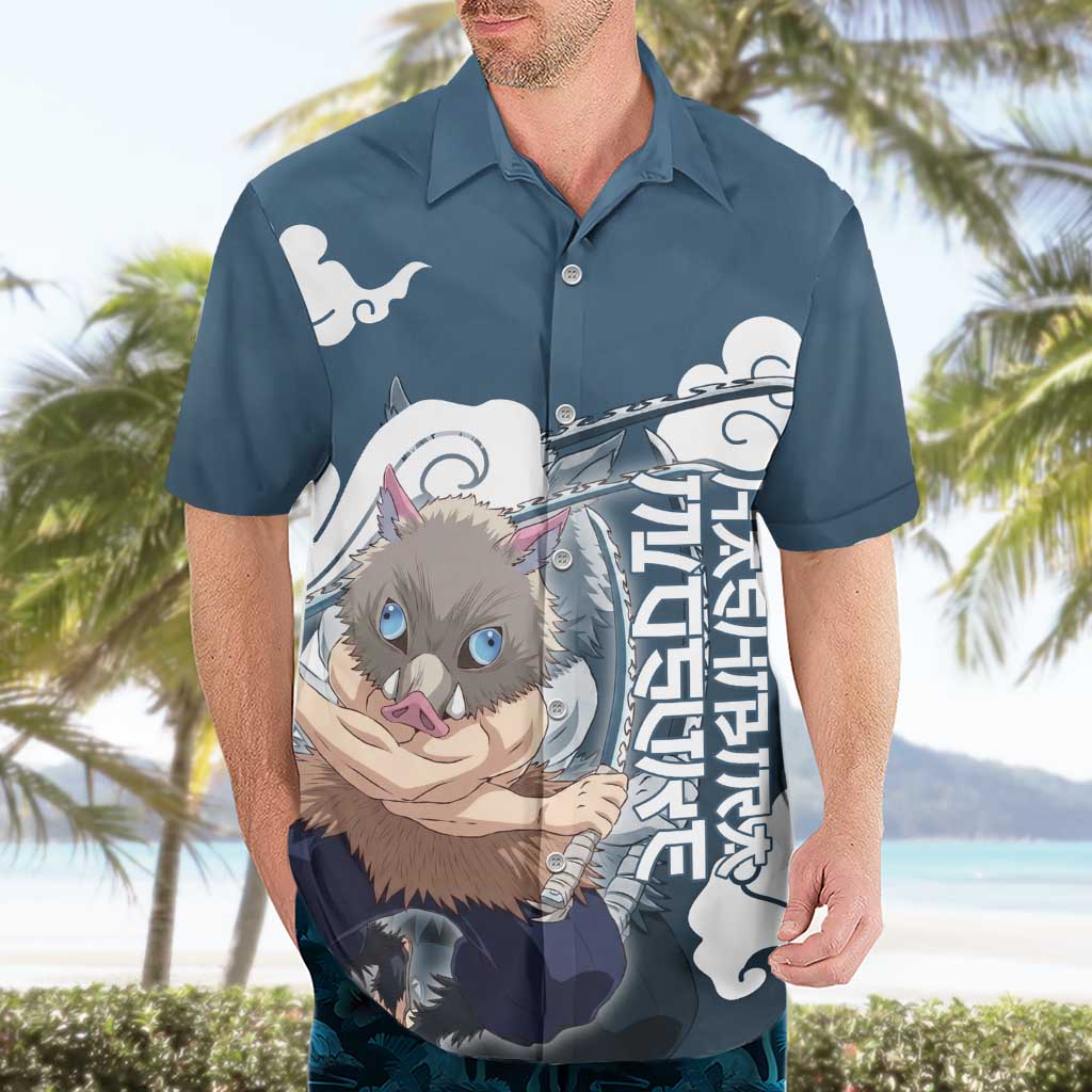 Hashibira Inosuke Demon Slayer Hawaiian Shirt Whirlwind Anime Cloud Pattern Style