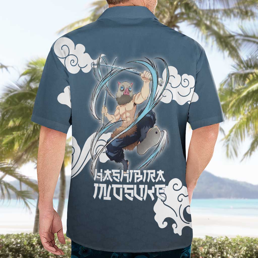 Hashibira Inosuke Demon Slayer Hawaiian Shirt Whirlwind Anime Cloud Pattern Style