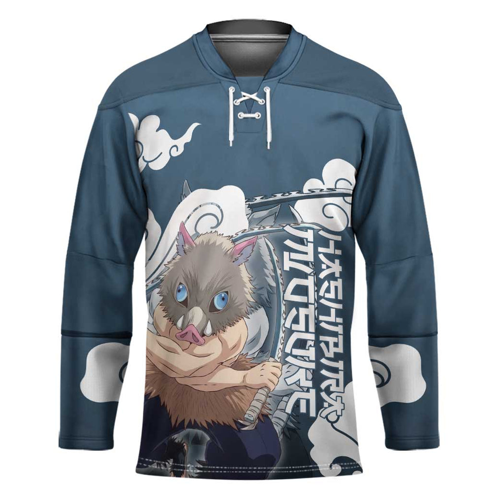 Hashibira Inosuke Demon Slayer Hockey Jersey Whirlwind Anime Cloud Pattern Style
