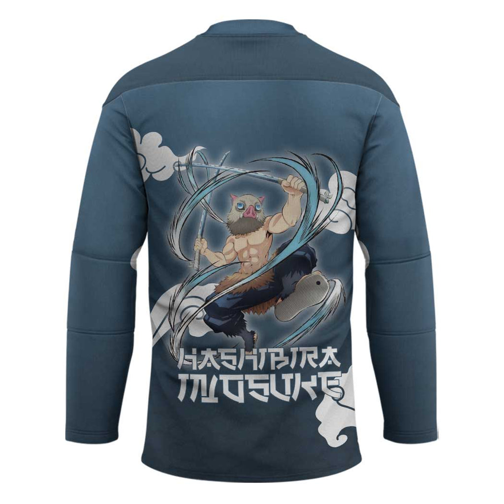 Hashibira Inosuke Demon Slayer Hockey Jersey Whirlwind Anime Cloud Pattern Style