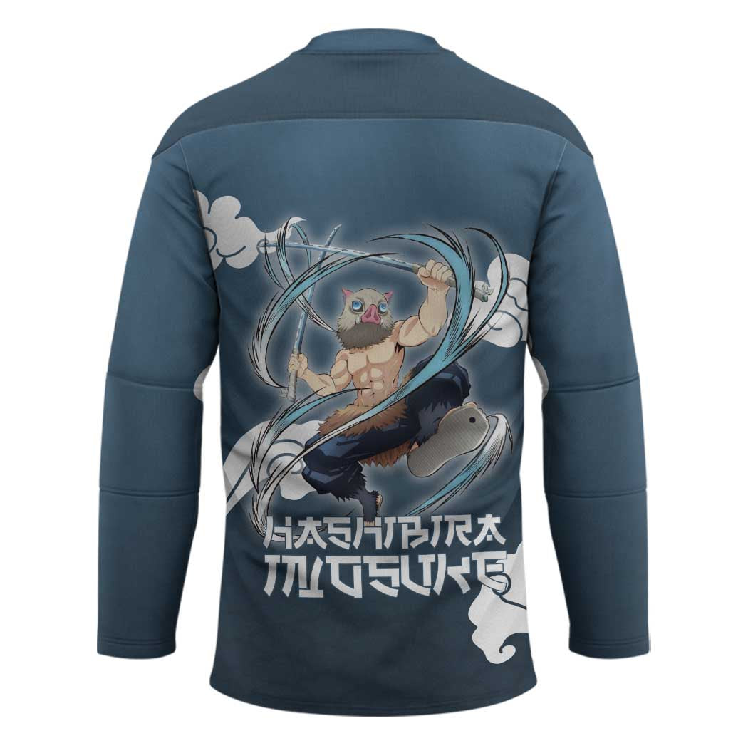 Hashibira Inosuke Demon Slayer Hockey Jersey Whirlwind Anime Cloud Pattern Style