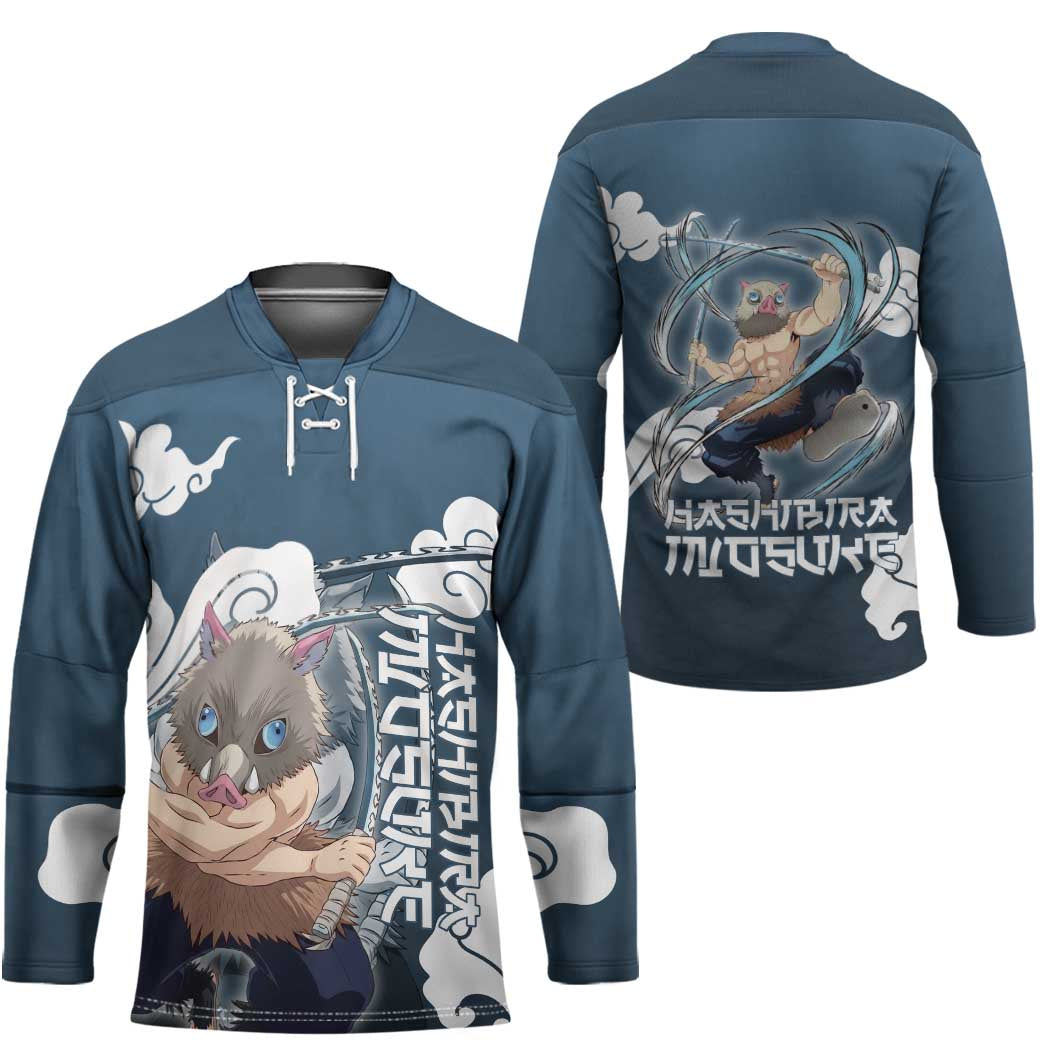 Hashibira Inosuke Demon Slayer Hockey Jersey Whirlwind Anime Cloud Pattern Style