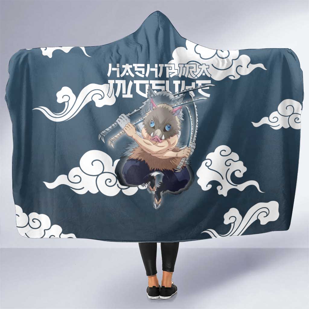 Hashibira Inosuke Demon Slayer Hooded Blanket Whirlwind Anime Cloud Pattern Style
