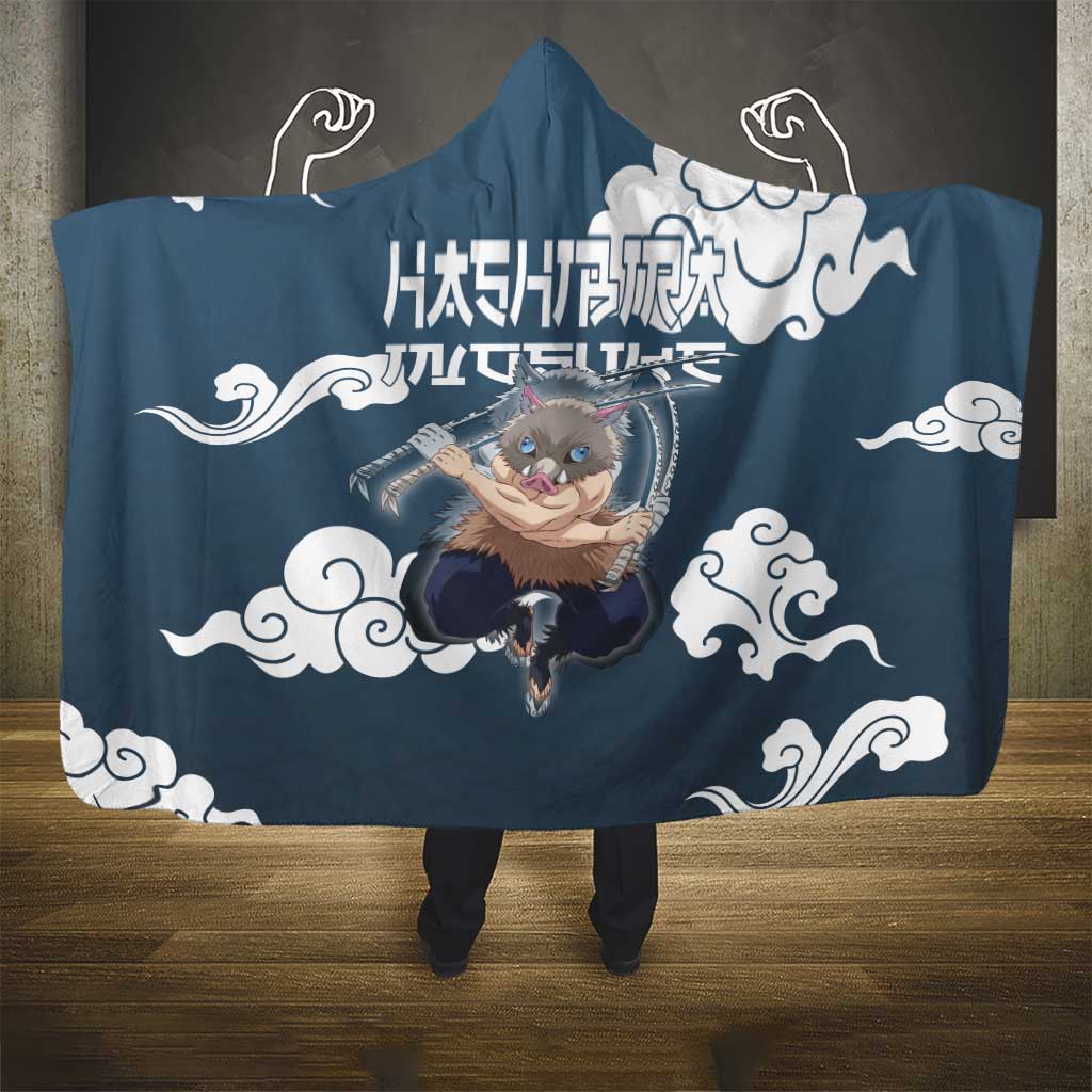 Hashibira Inosuke Demon Slayer Hooded Blanket Whirlwind Anime Cloud Pattern Style