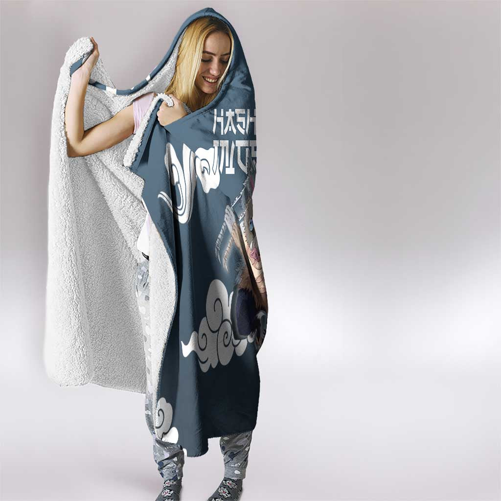 Hashibira Inosuke Demon Slayer Hooded Blanket Whirlwind Anime Cloud Pattern Style