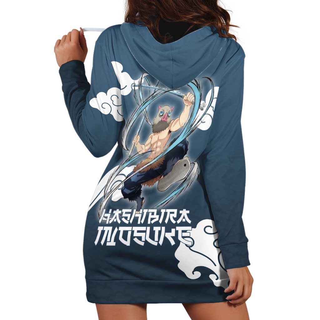 Hashibira Inosuke Demon Slayer Hoodie Dress Whirlwind Anime Cloud Pattern Style