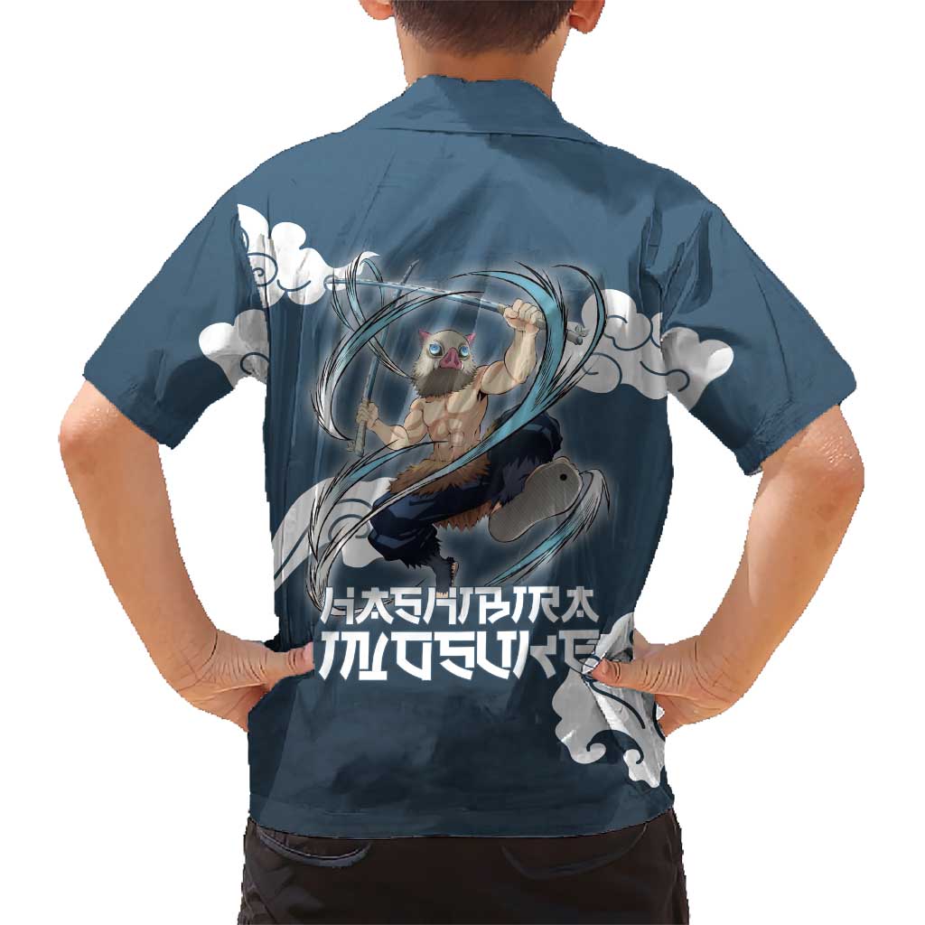 Hashibira Inosuke Demon Slayer Kid Hawaiian Shirt Whirlwind Anime Cloud Pattern Style