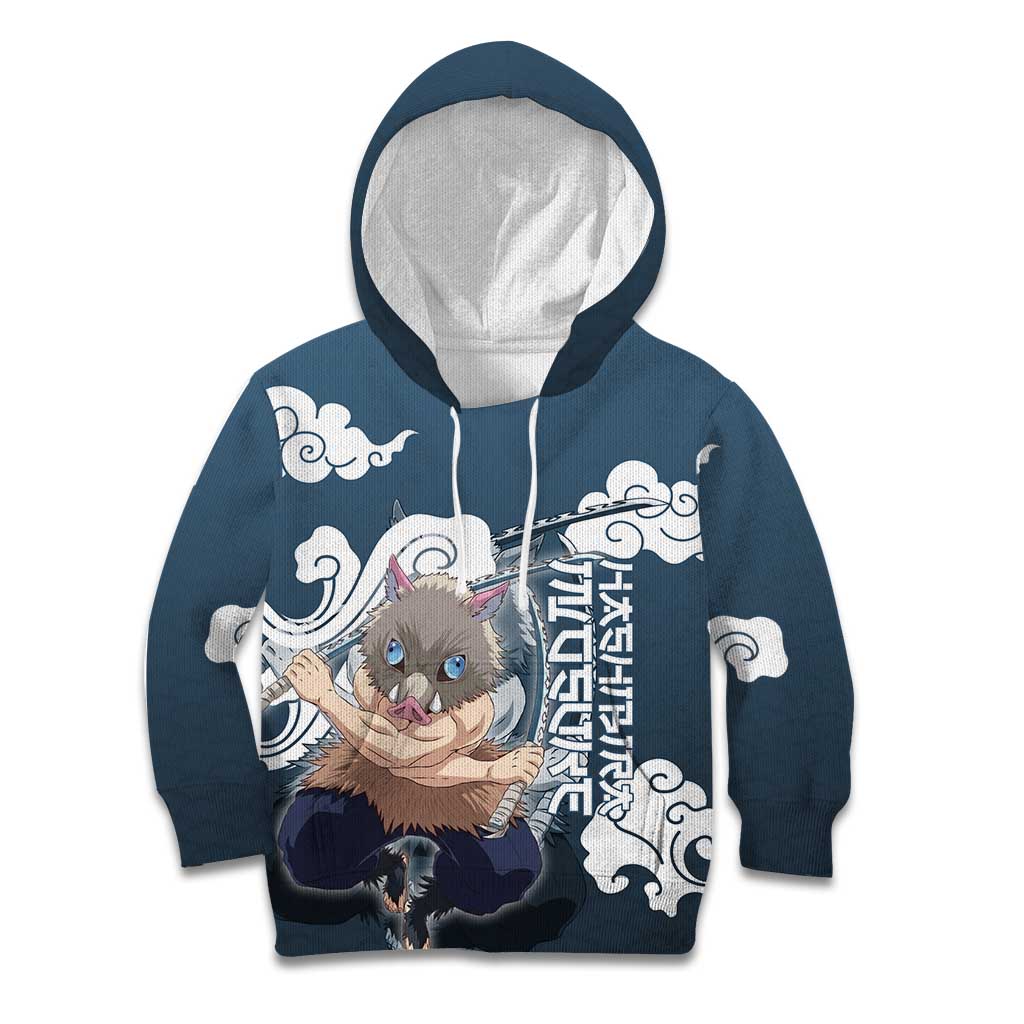 Hashibira Inosuke Demon Slayer Kid Hoodie Whirlwind Anime Cloud Pattern Style