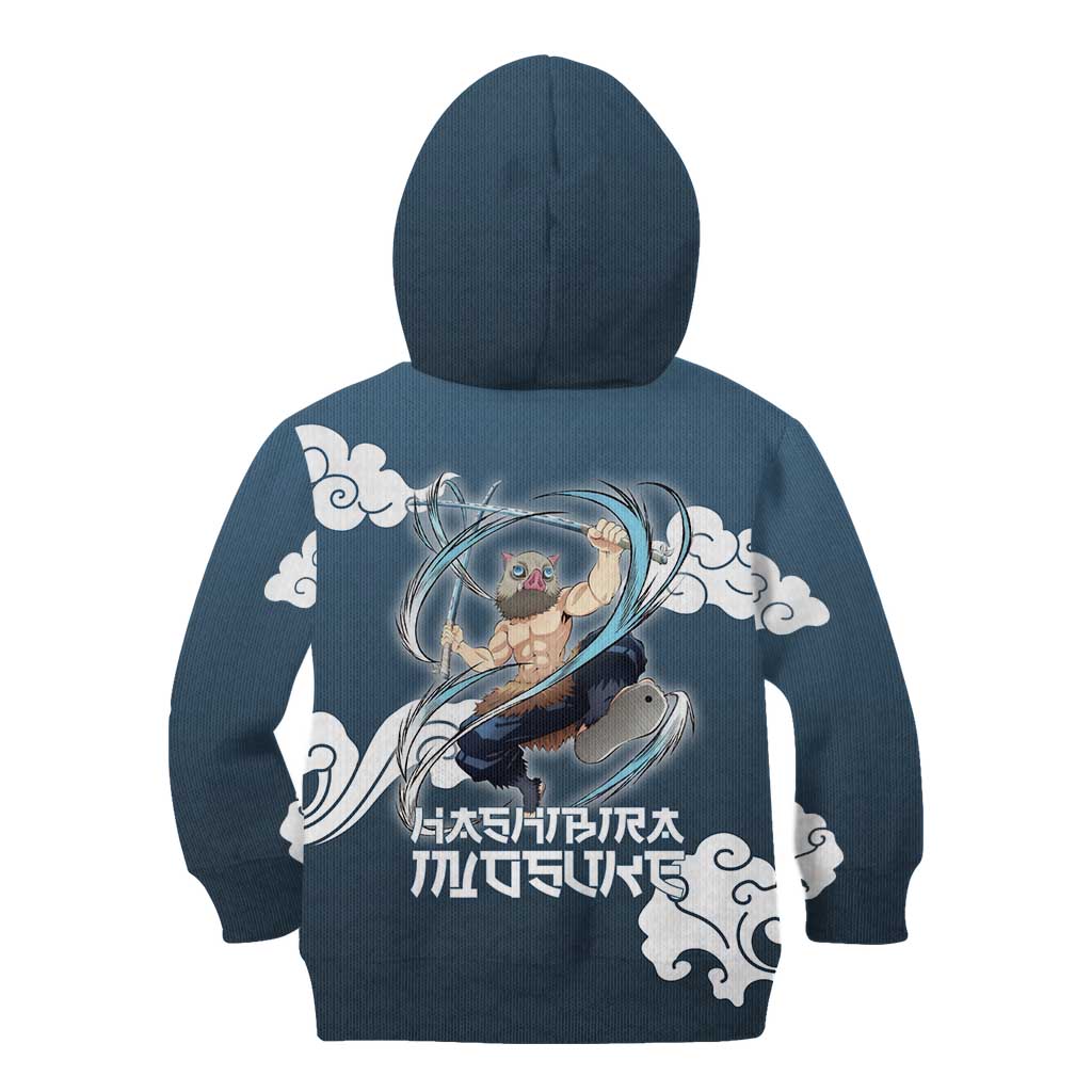 Hashibira Inosuke Demon Slayer Kid Hoodie Whirlwind Anime Cloud Pattern Style