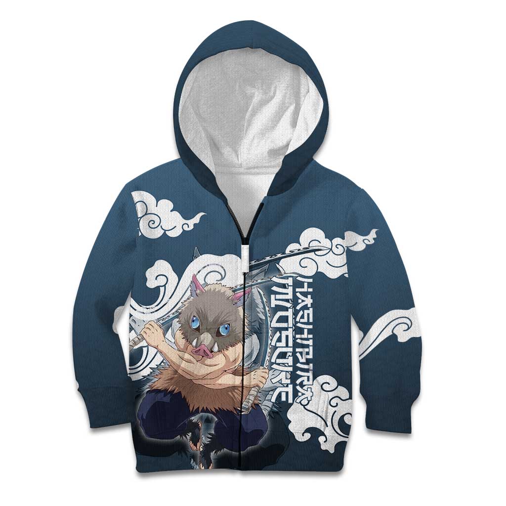 Hashibira Inosuke Demon Slayer Kid Hoodie Whirlwind Anime Cloud Pattern Style
