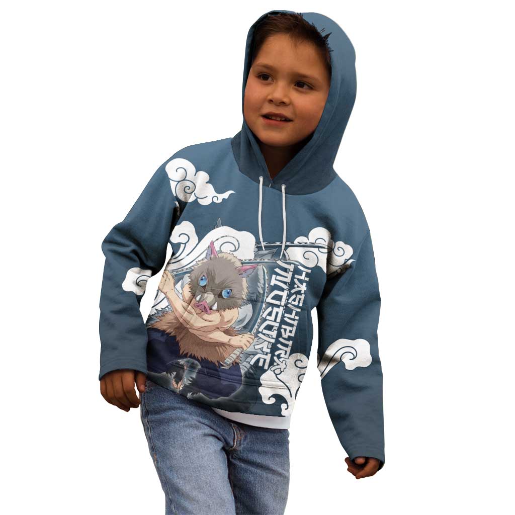 Hashibira Inosuke Demon Slayer Kid Hoodie Whirlwind Anime Cloud Pattern Style