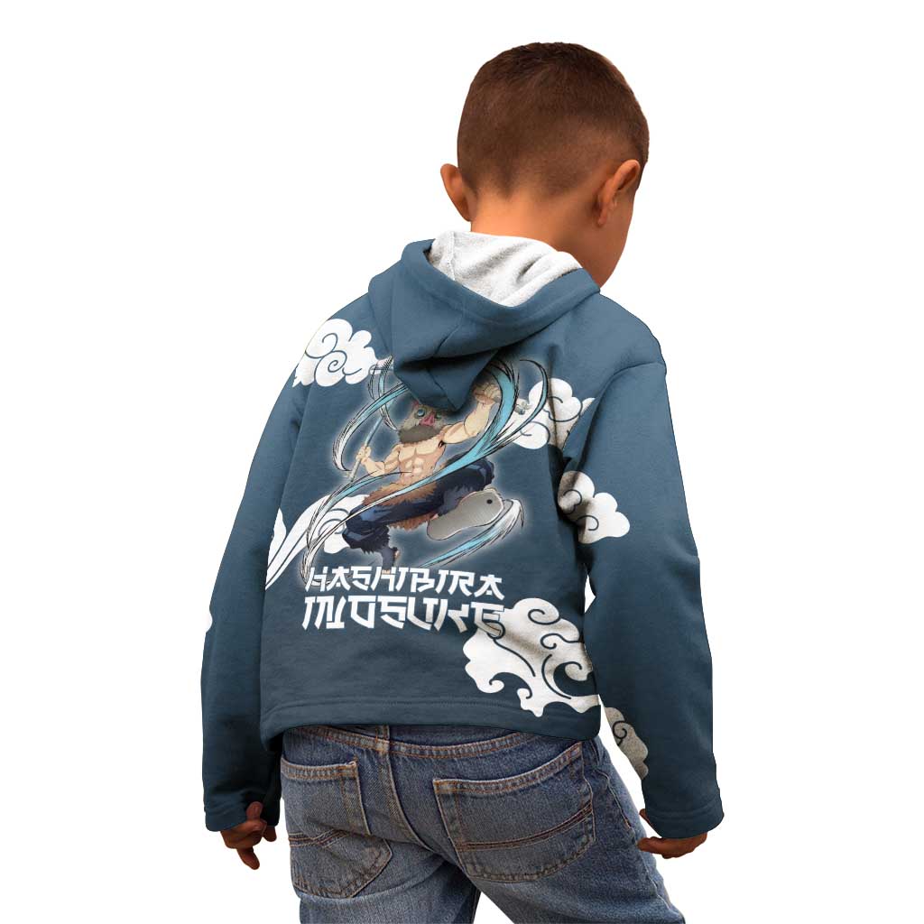 Hashibira Inosuke Demon Slayer Kid Hoodie Whirlwind Anime Cloud Pattern Style