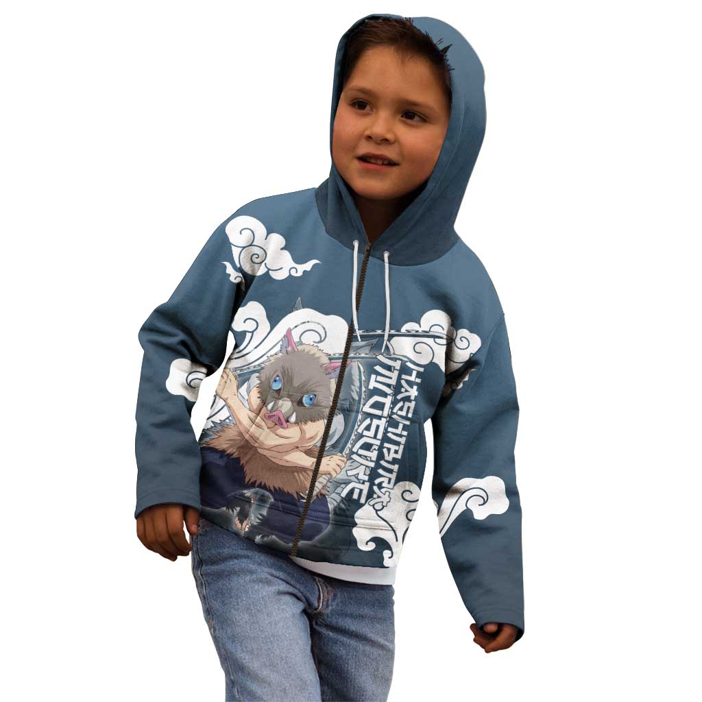 Hashibira Inosuke Demon Slayer Kid Hoodie Whirlwind Anime Cloud Pattern Style
