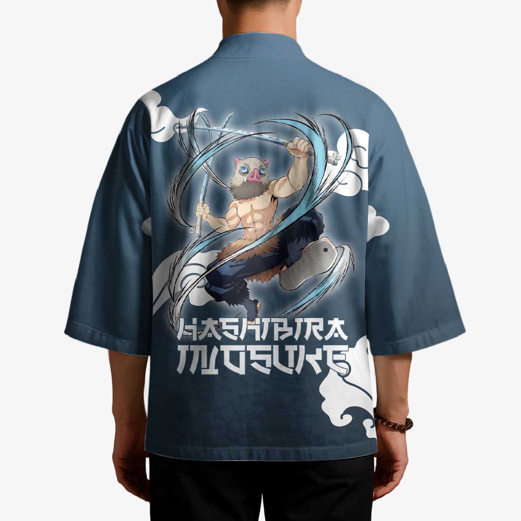 Hashibira Inosuke Demon Slayer Kimono Whirlwind Anime Cloud Pattern Style