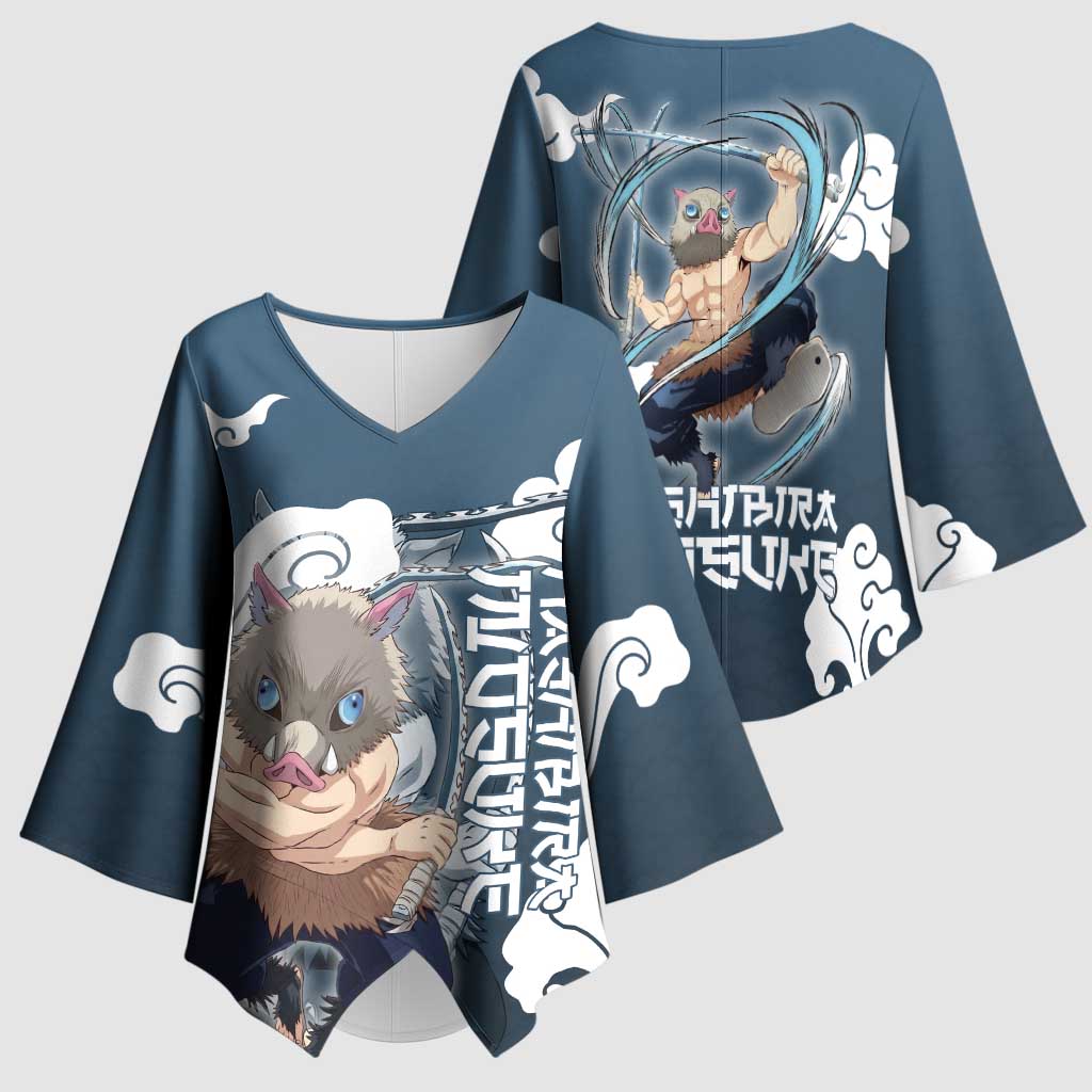 Hashibira Inosuke Demon Slayer Kimono Sleeve Blouse Whirlwind Anime Cloud Pattern Style