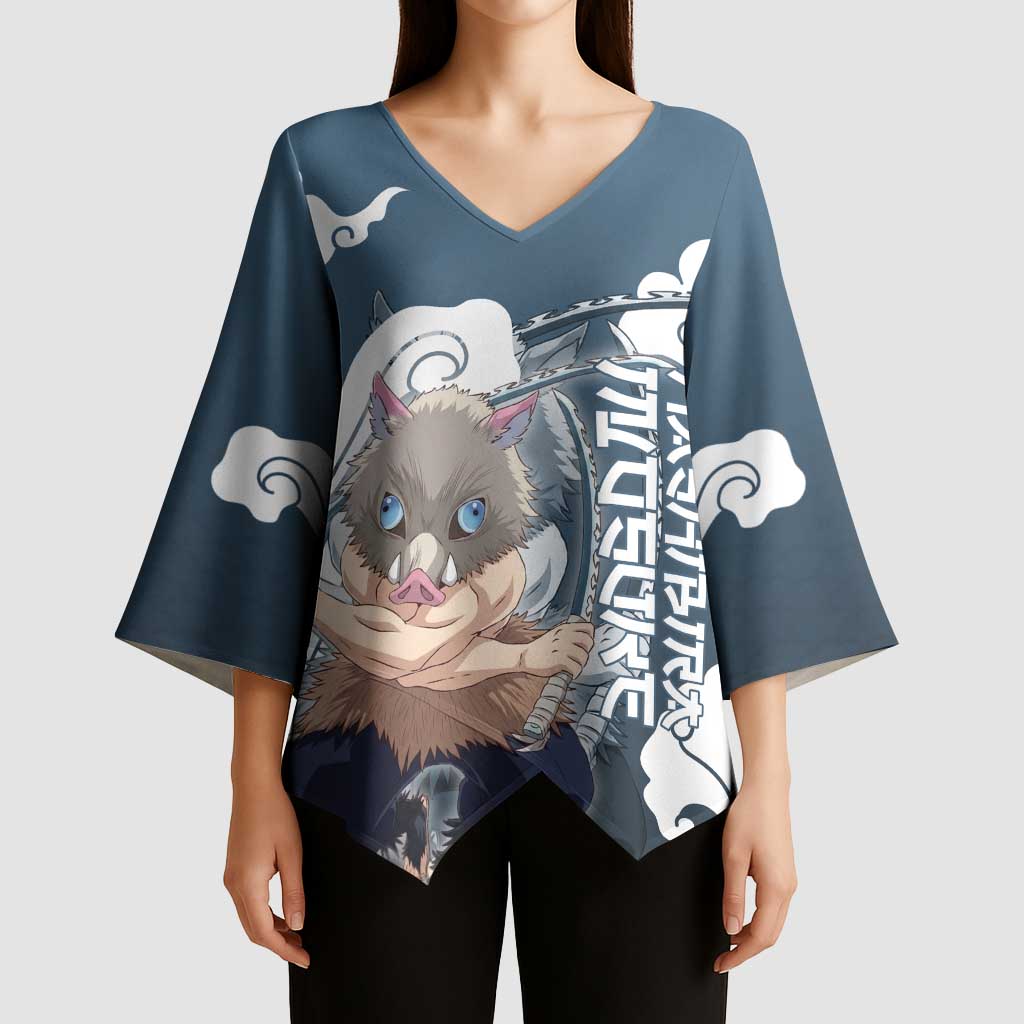 Hashibira Inosuke Demon Slayer Kimono Sleeve Blouse Whirlwind Anime Cloud Pattern Style