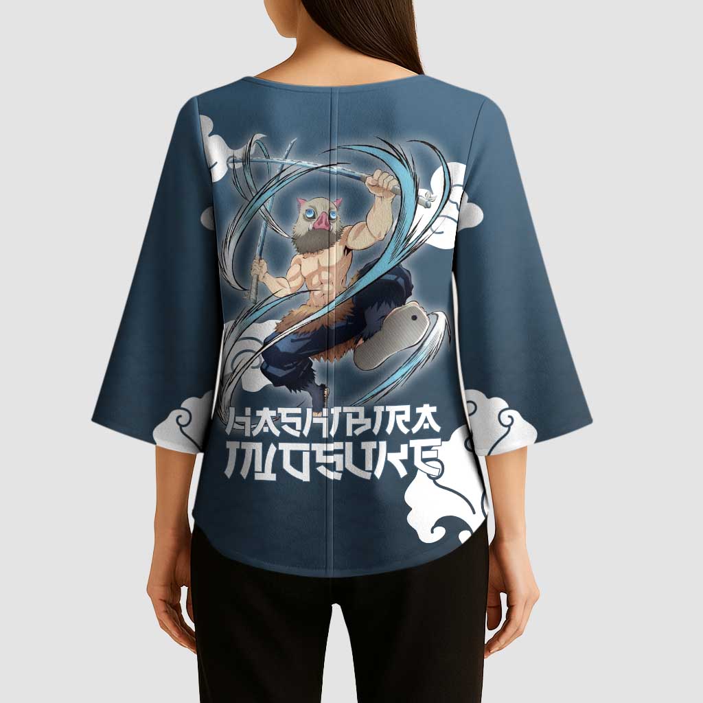 Hashibira Inosuke Demon Slayer Kimono Sleeve Blouse Whirlwind Anime Cloud Pattern Style