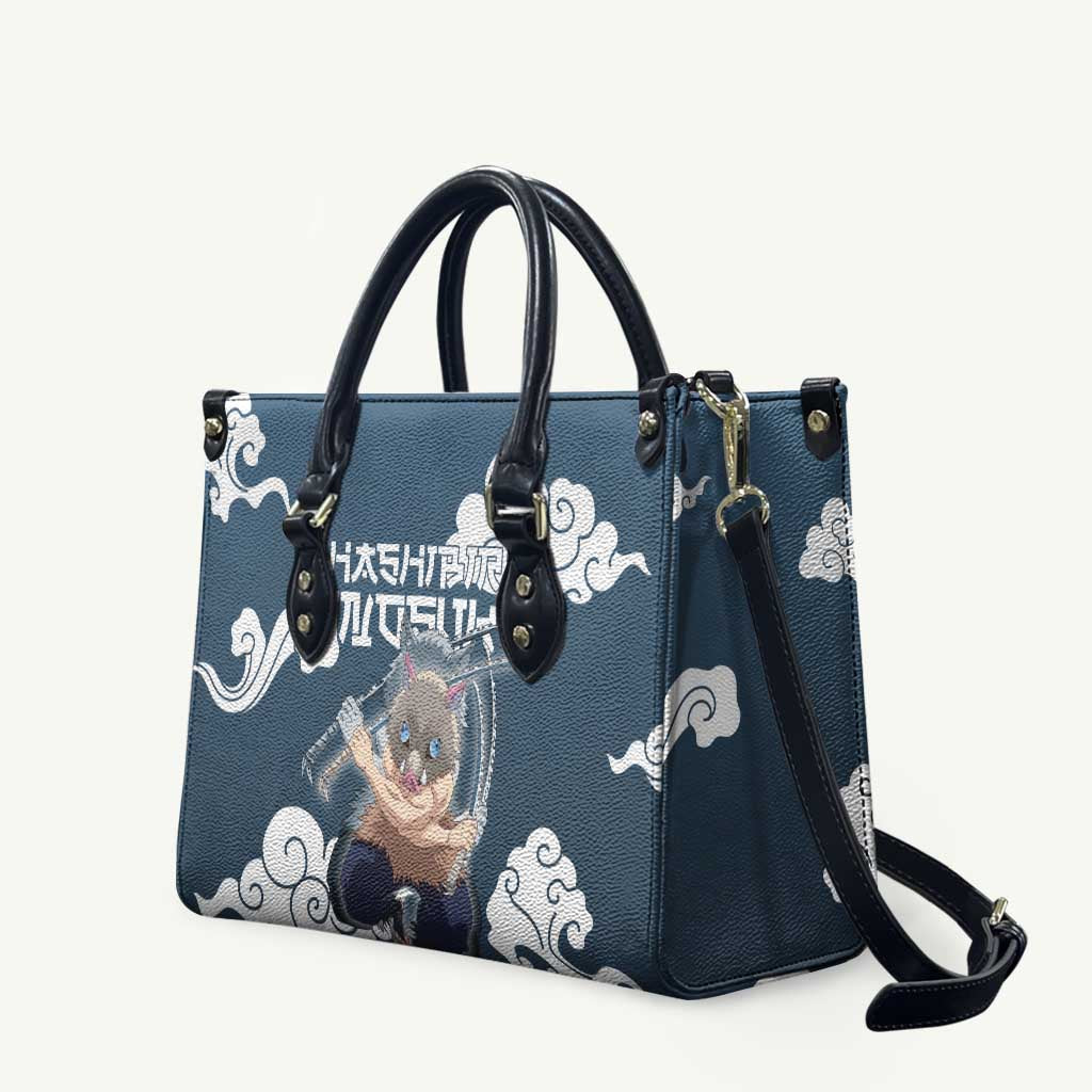 Hashibira Inosuke Demon Slayer Leather Bag Whirlwind Anime Cloud Pattern Style