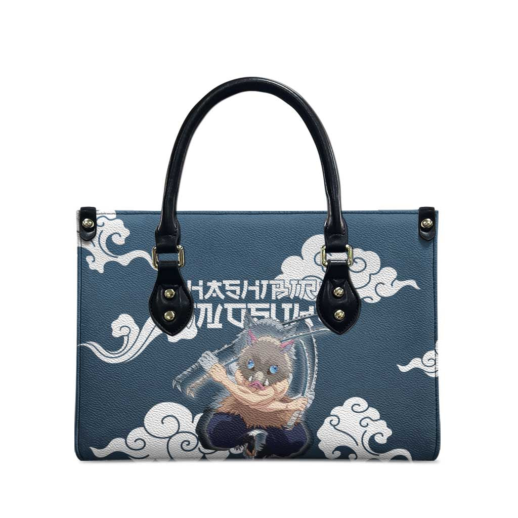 Hashibira Inosuke Demon Slayer Leather Bag Whirlwind Anime Cloud Pattern Style