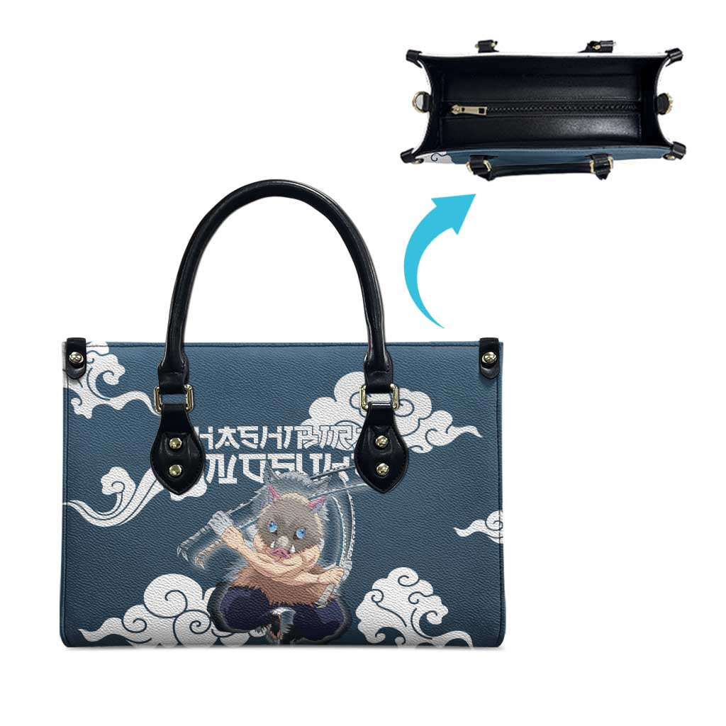 Hashibira Inosuke Demon Slayer Leather Bag Whirlwind Anime Cloud Pattern Style