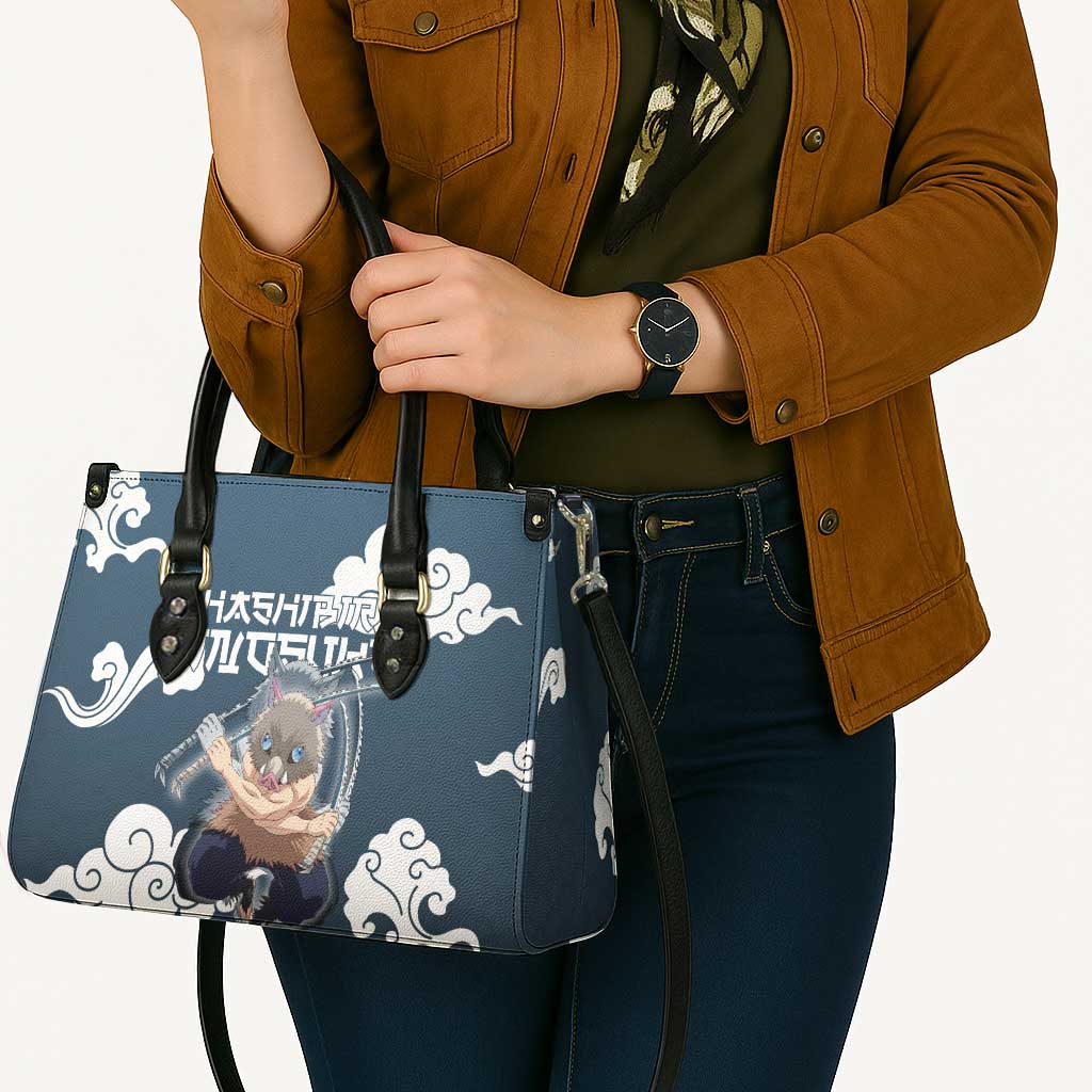 Hashibira Inosuke Demon Slayer Leather Bag Whirlwind Anime Cloud Pattern Style