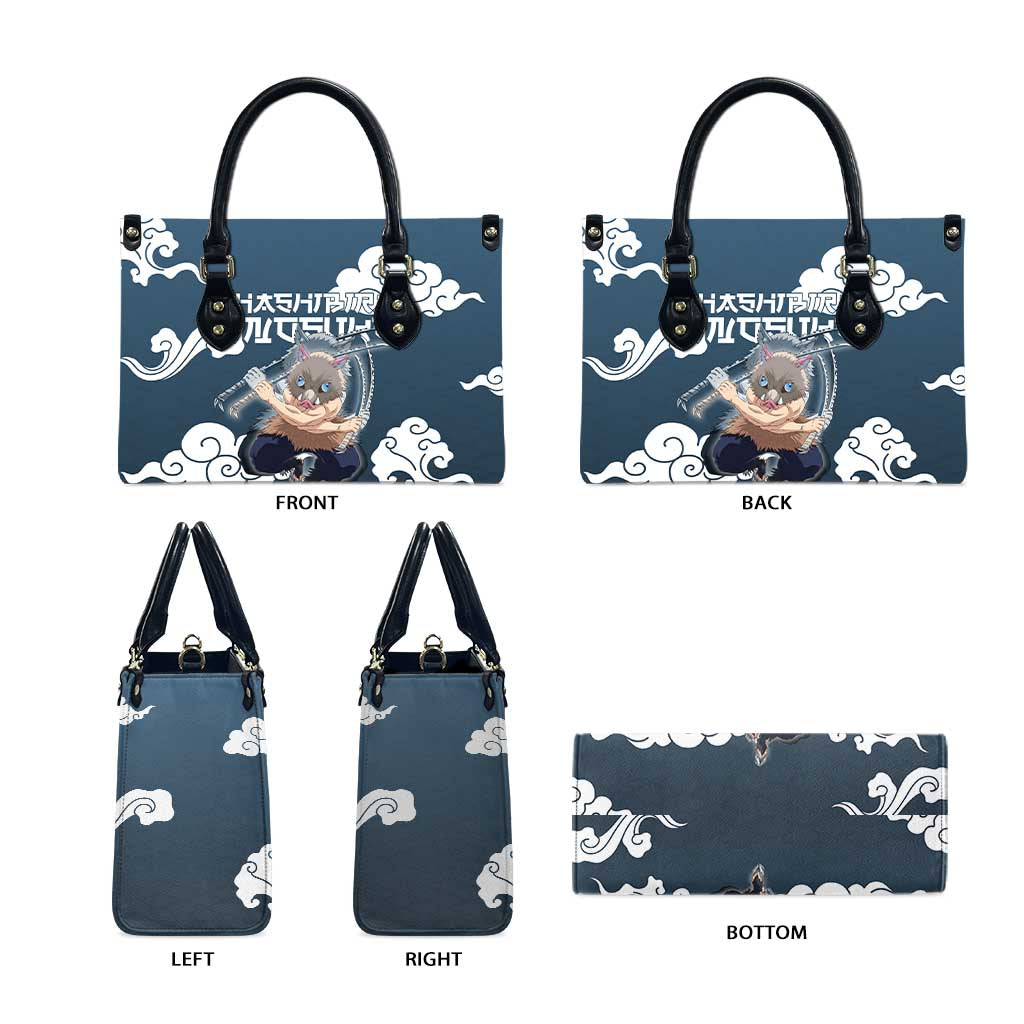 Hashibira Inosuke Demon Slayer Leather Bag Whirlwind Anime Cloud Pattern Style