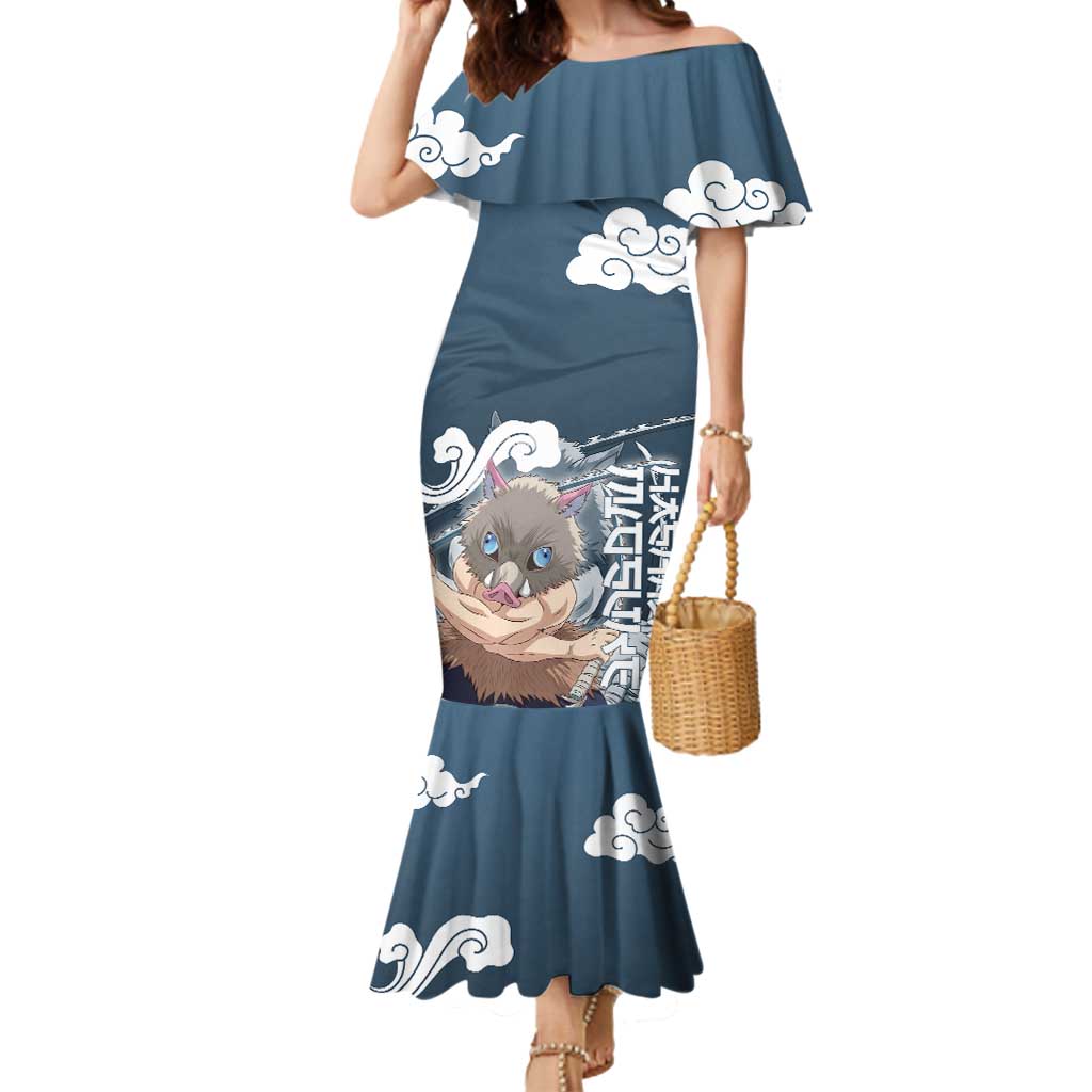 Hashibira Inosuke Demon Slayer Mermaid Dress Whirlwind Anime Cloud Pattern Style